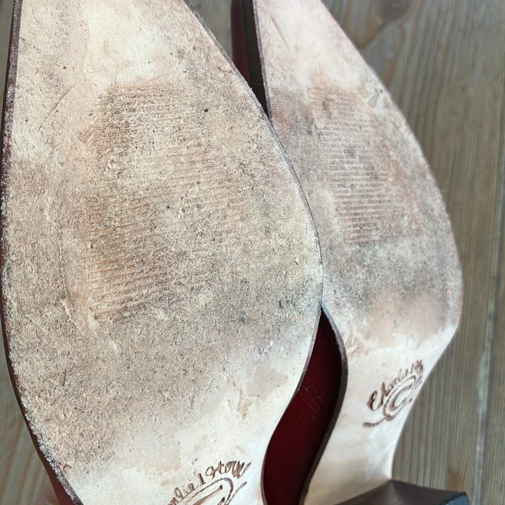 Charlie 1 Horse Lucchese Red Leather Western Mules - Picture 9 of 10